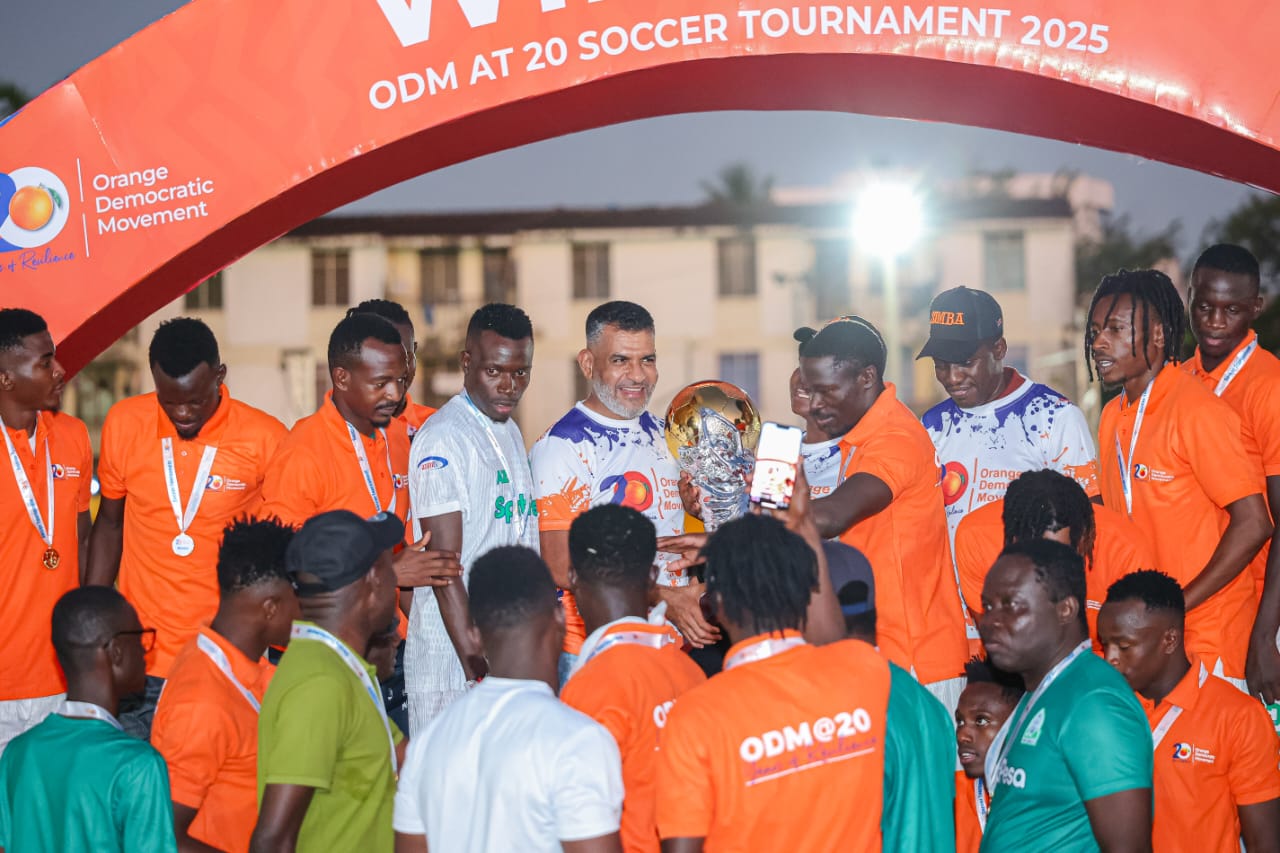Gor Mahia players after being crowned champions during the ODM@20 celebrations.